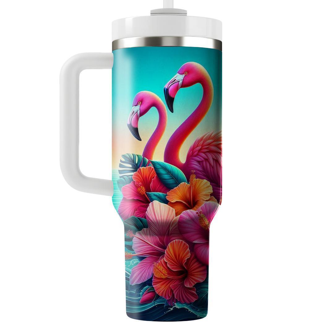 Fiery Flamingo Hibiscus  Insulated Tumblers