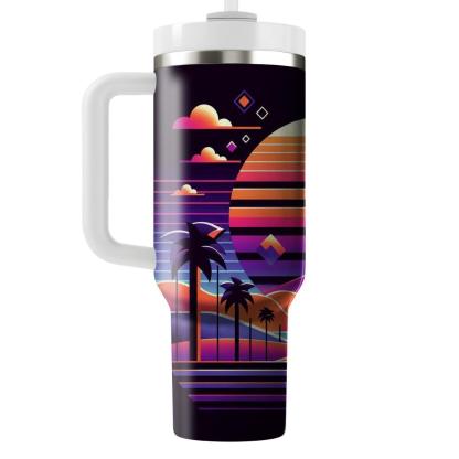 Vivid 80s Synthwave  Personalized Tumblers