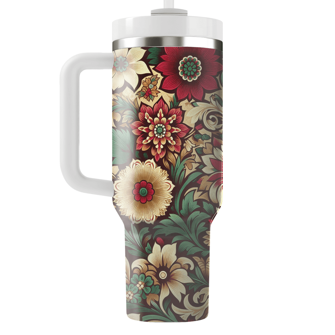 Retro Floral Tapestry Travel Tumblers