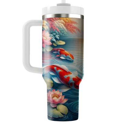 Colorful Fish Pond  Tumblers With Lids