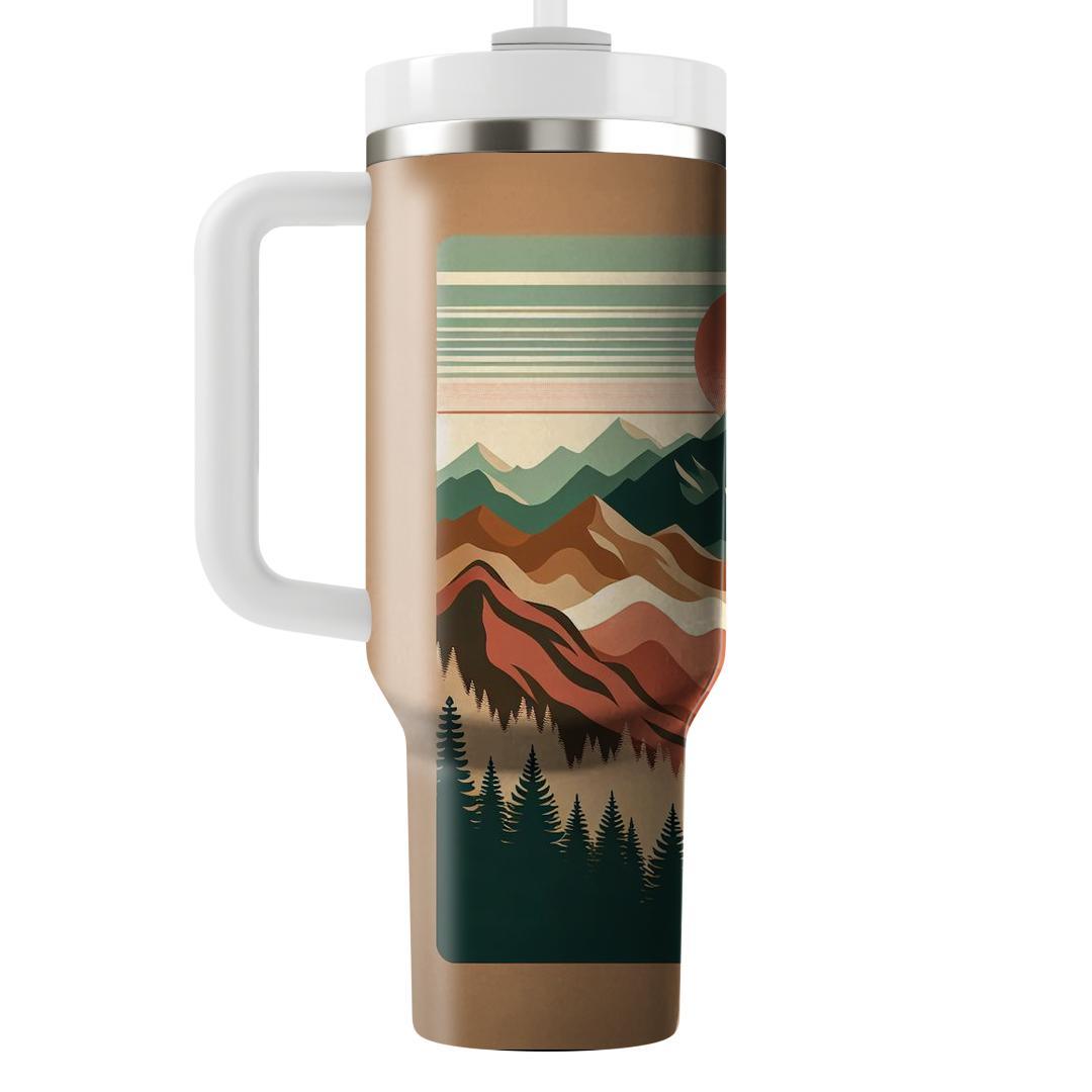 Earthy Retro Mountain Range  Tumbler Cups