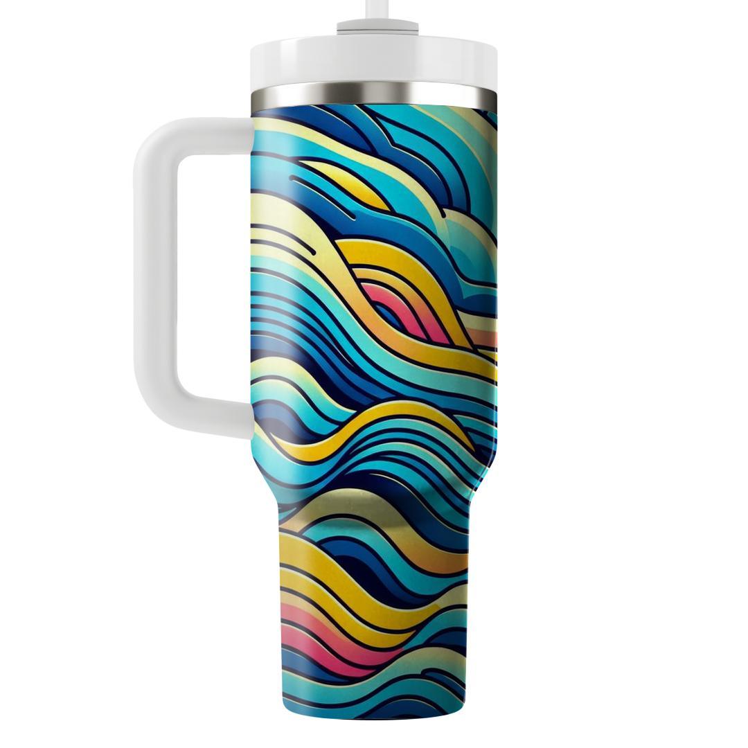 Vibrant Striped Wave  Travel Tumblers