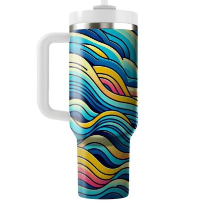 Vibrant Striped Wave  Travel Tumblers