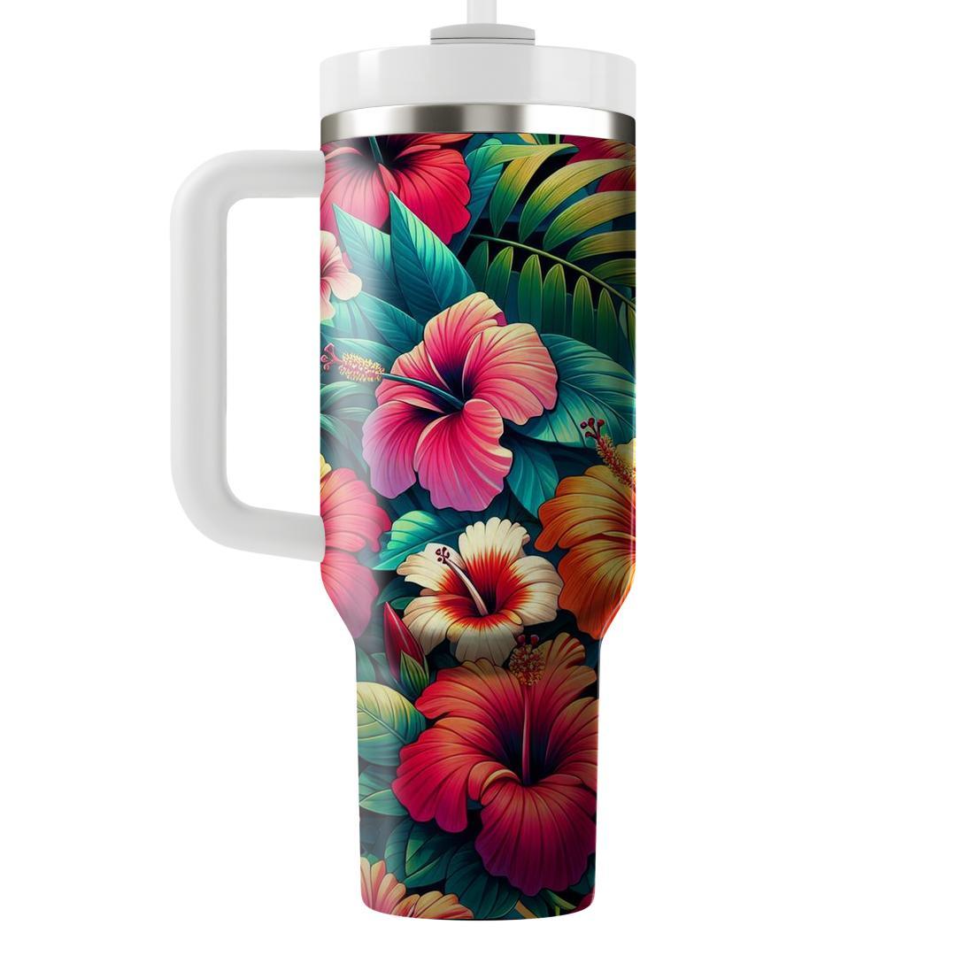 Tropical Delight Hibiscus  Tumblers With Lids