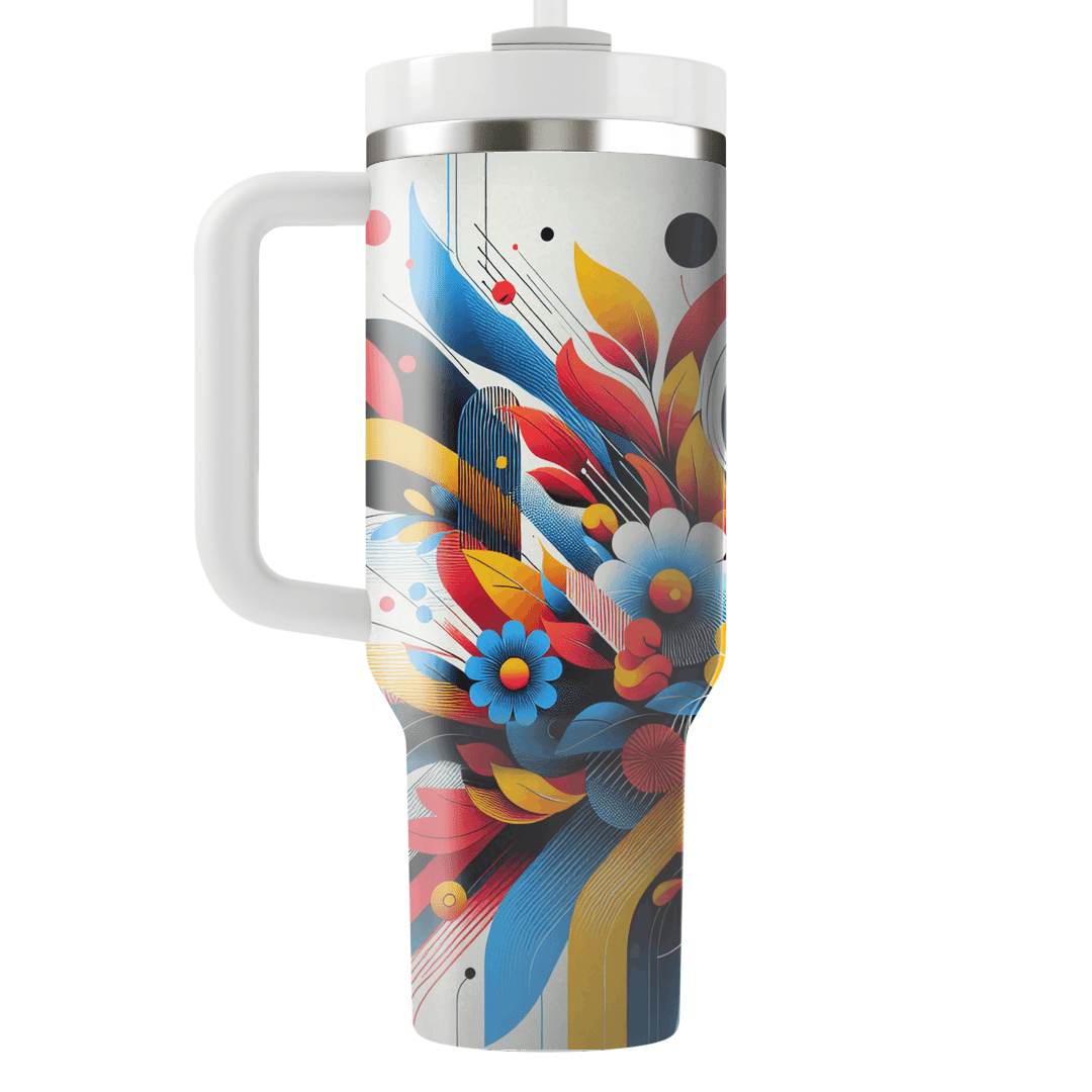 Dynamic Floral Fusion  Tumblers With Lids