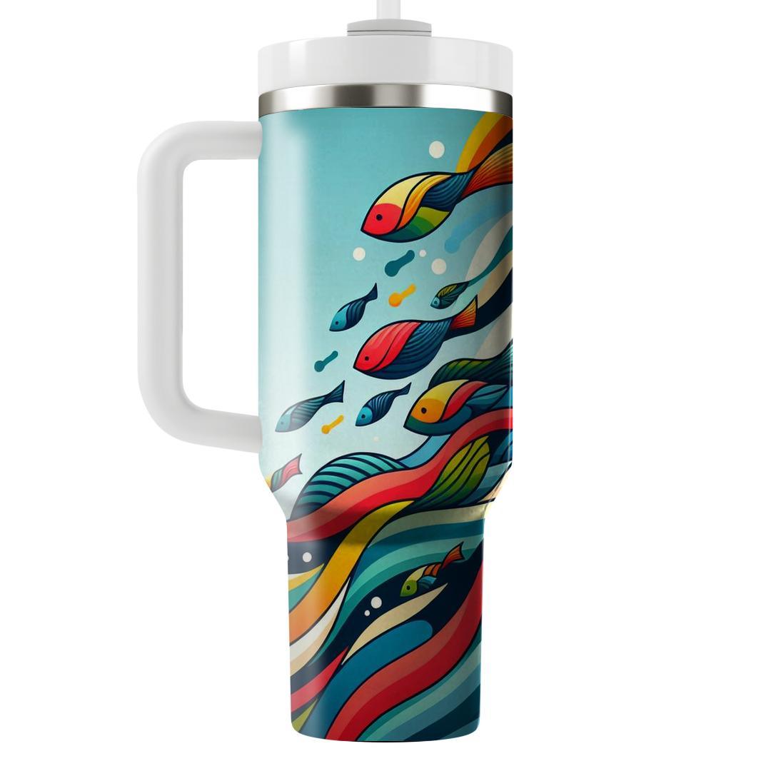 Abstract Fish Frenzy  Tumblers With Lids