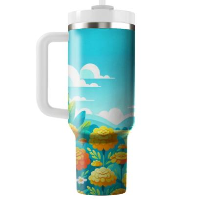 Sunny Marigold Meadow  Insulated Tumblers
