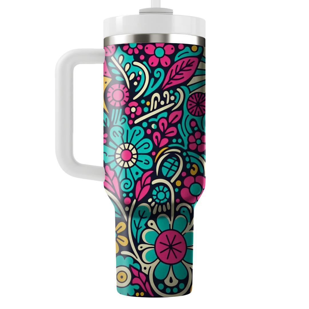 Funky Floral Doodles  Tumbler Cups
