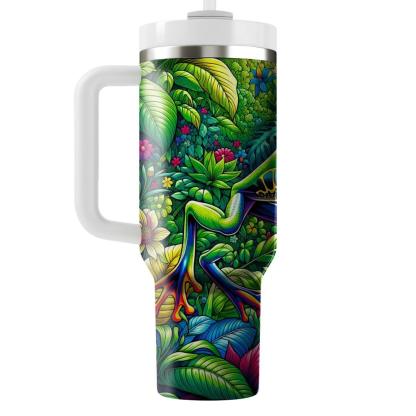 Vibrant Frog Jungle  Travel Tumblers