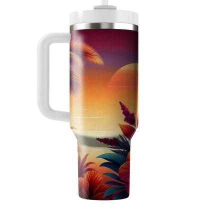 Fiery Floral Sunset  Tumbler Cups