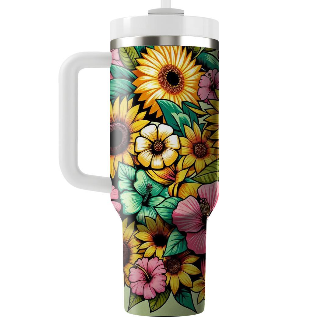 Summer Floral Fusion  Unique Tumblers