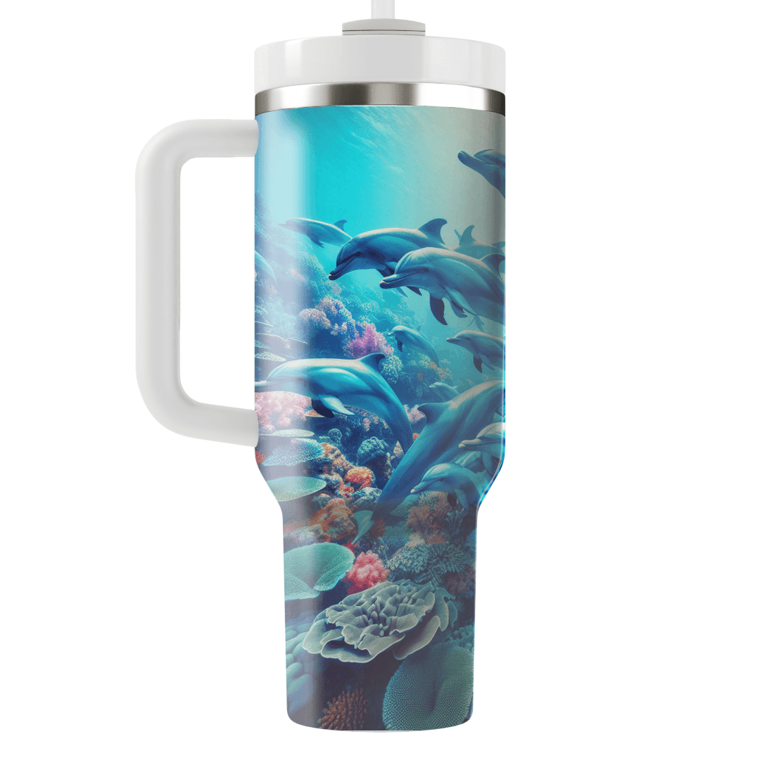 Playful Dolphins Ocean  Tumbler Cups