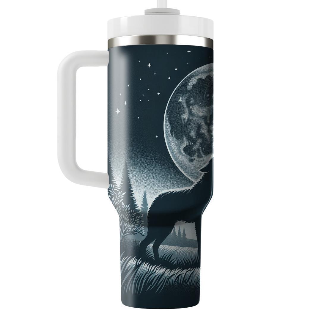 Mysterious Wolf Night  Tumblers With Lids