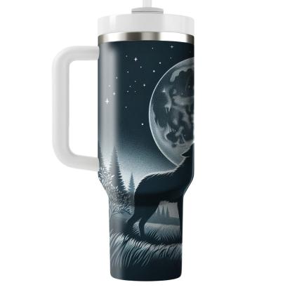 Mysterious Wolf Night  Tumblers With Lids