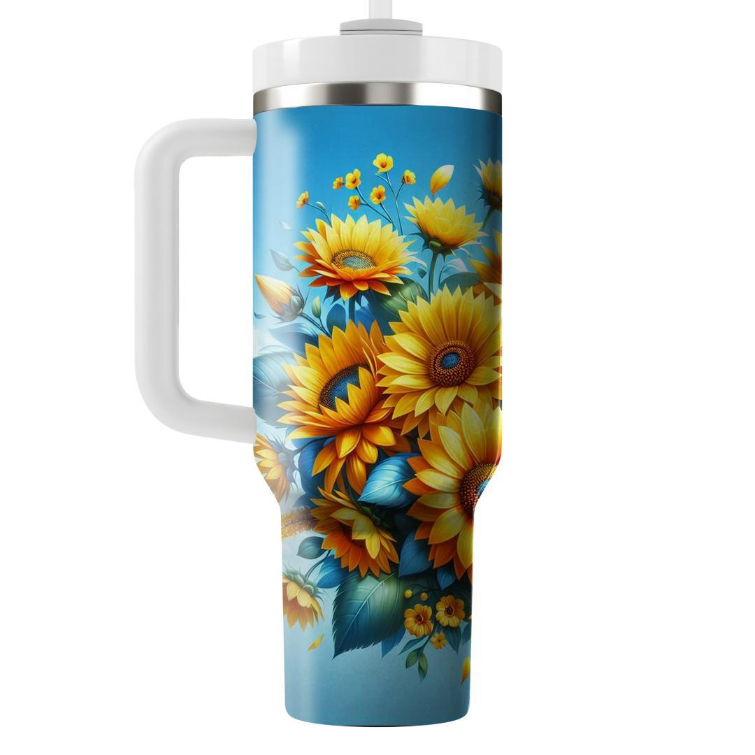 Sunny Sunflower Blooms  Unique Tumblers
