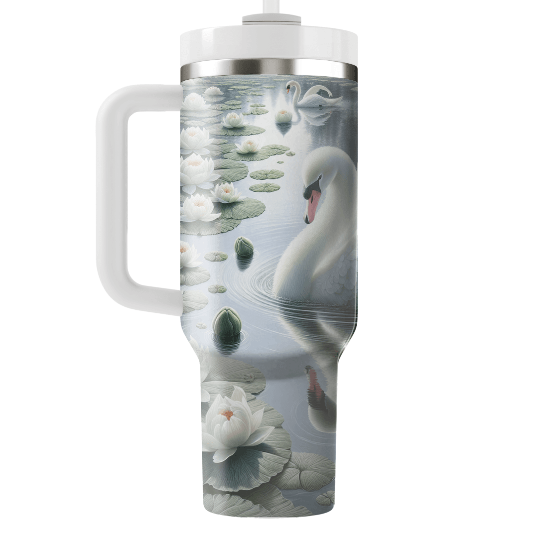 Elegant Swan Serenade  Tumblers With Lids