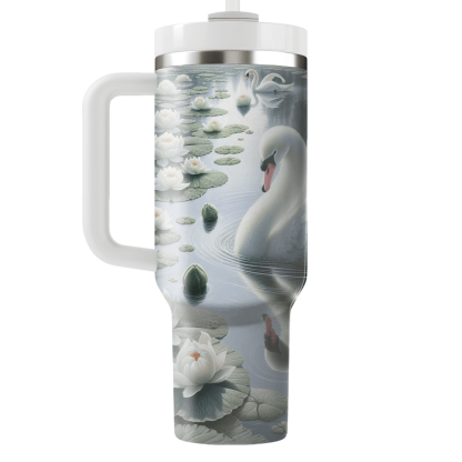 Elegant Swan Serenade  Tumblers With Lids