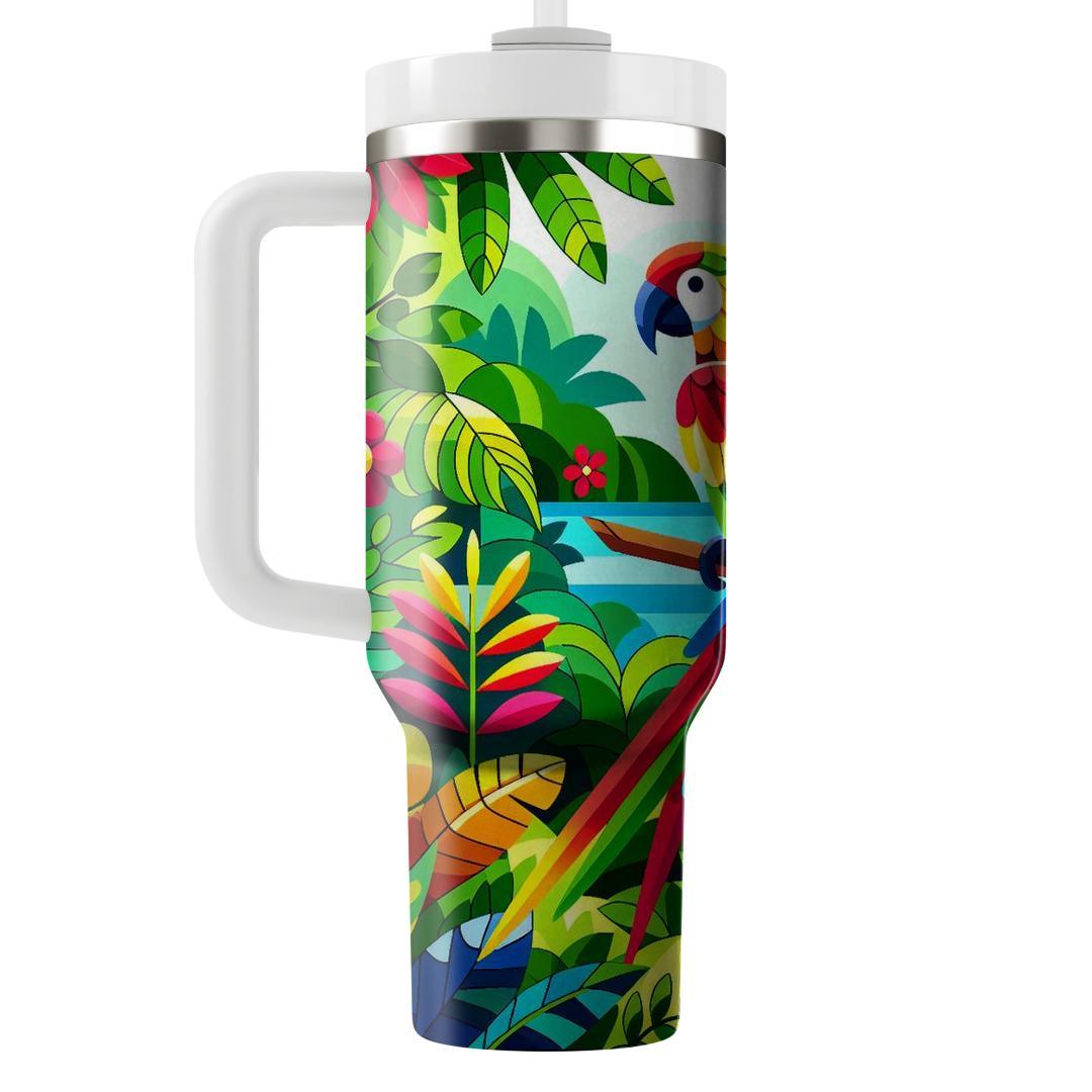 Vibrant Jungle Parrot  Personalized Tumblers