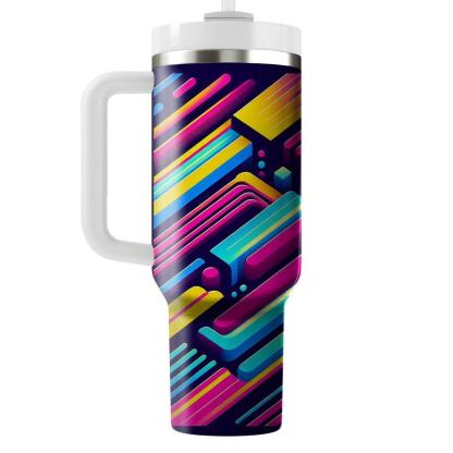 Bright 80s Stripes  Personalized Tumblers