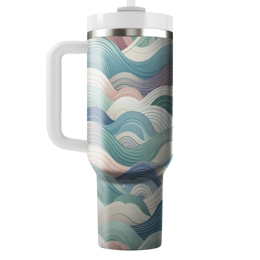 Abstract Watercolor Waves Travel Tumblers