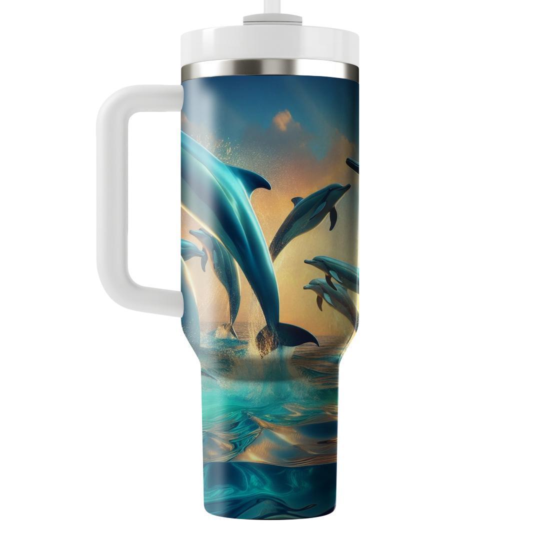Playful Dolphin Lagoon  Travel Tumblers