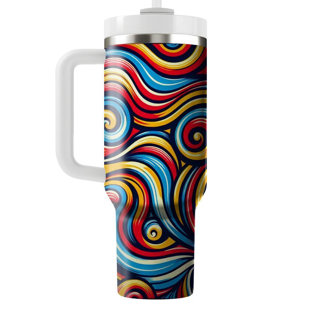 Funky Retro Spirals  Travel Tumblers