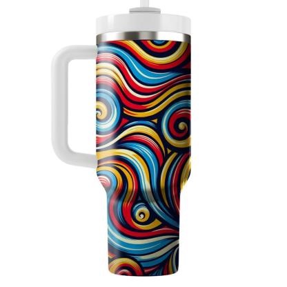 Funky Retro Spirals  Travel Tumblers