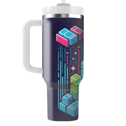 Retro Neon Tetris Personalized Tumblers