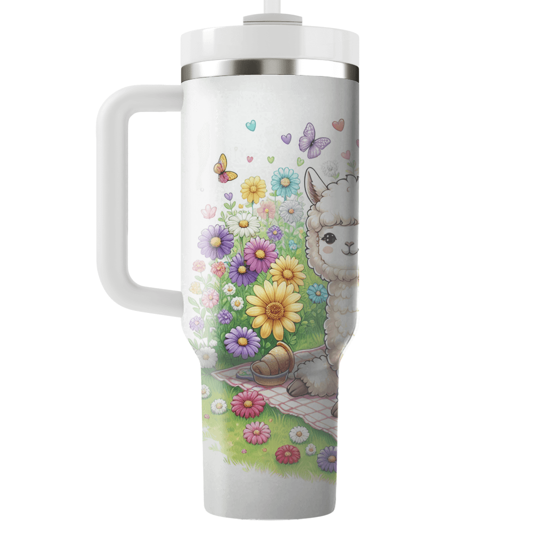 Charming Alpaca Picnic  Tumblers With Lids