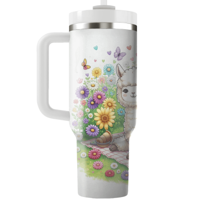 Charming Alpaca Picnic  Tumblers With Lids