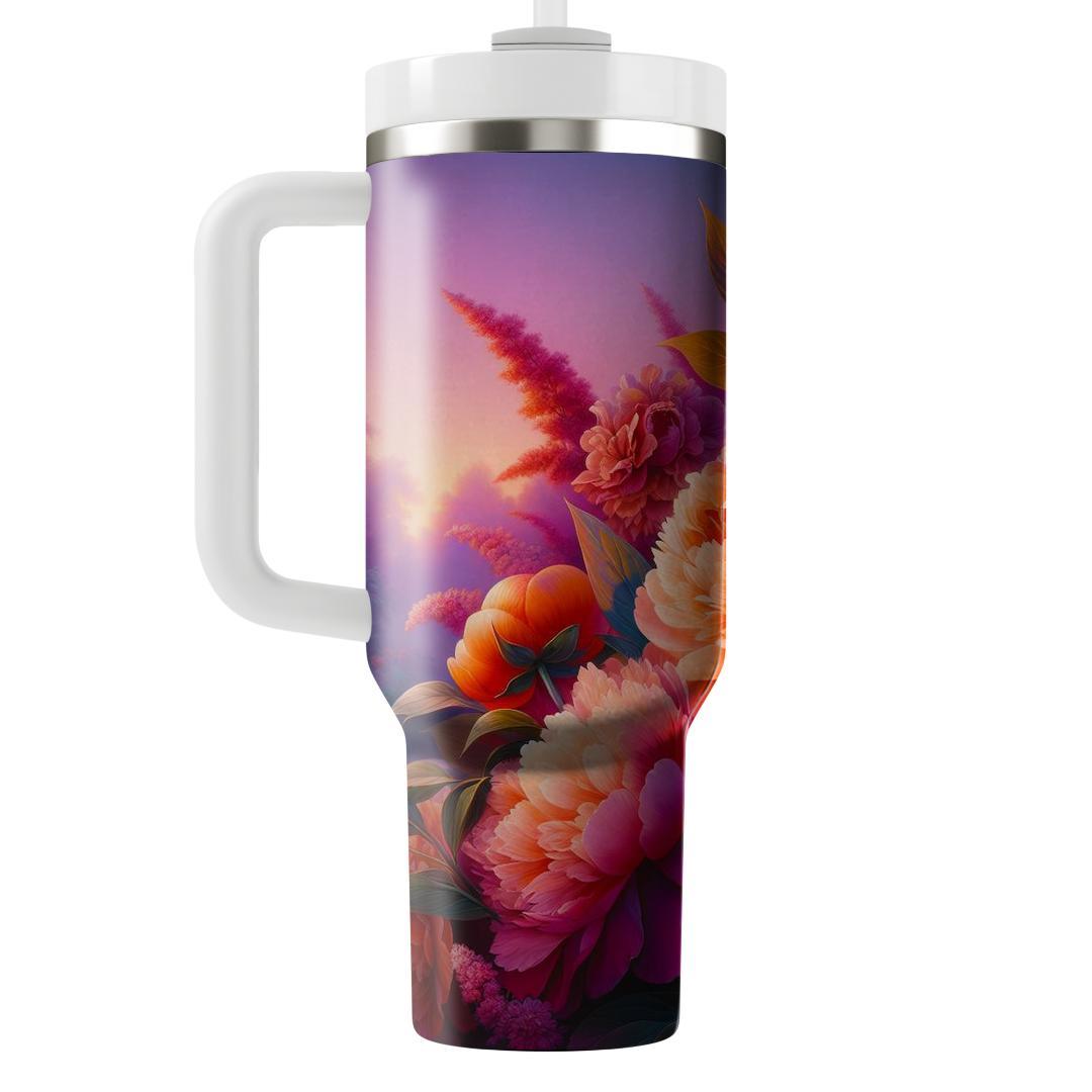 Sunset Peony Fantasy  Unique Tumblers
