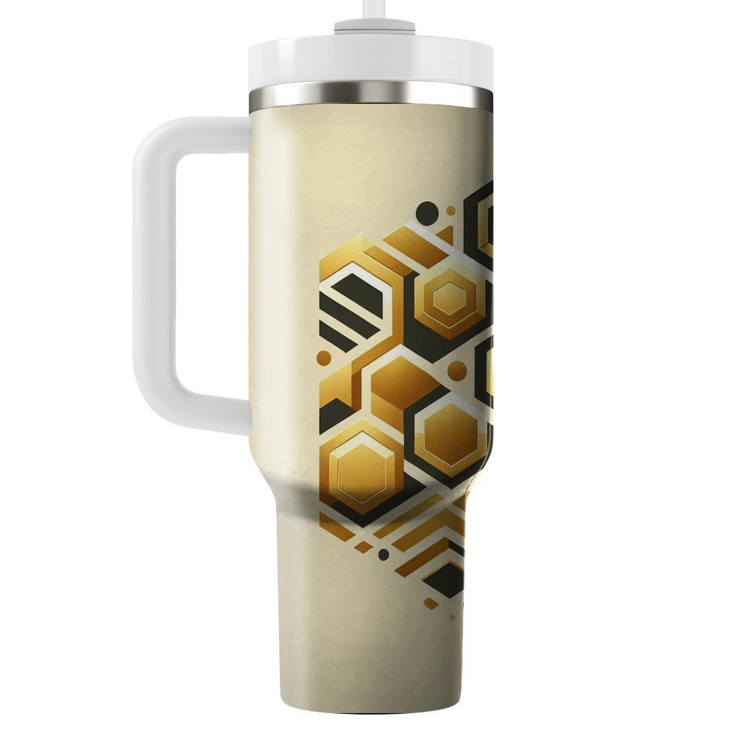 Abstract Hexagons In Golden  Tumblers For Gifts