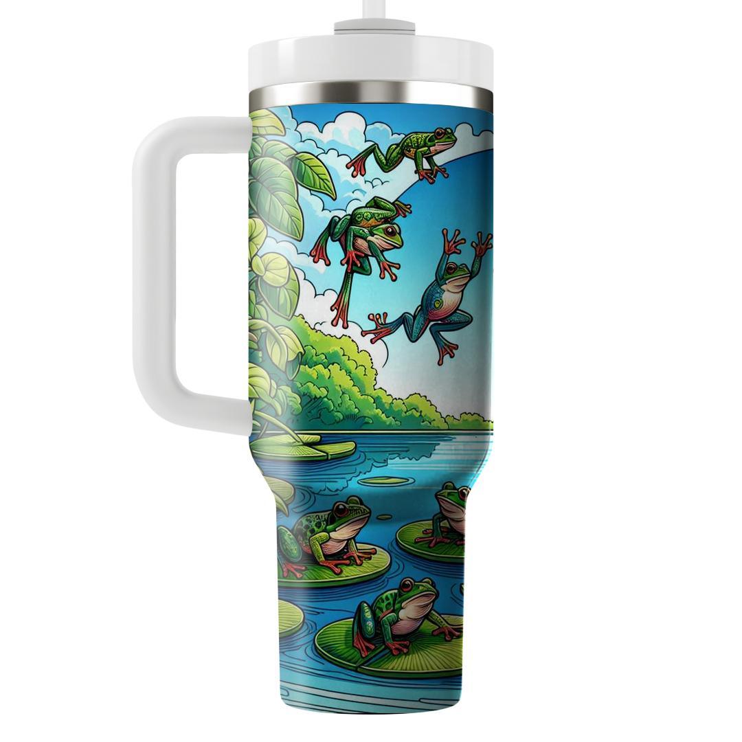 Whimsical Frogs And Lily Pads  Travel Tumblers