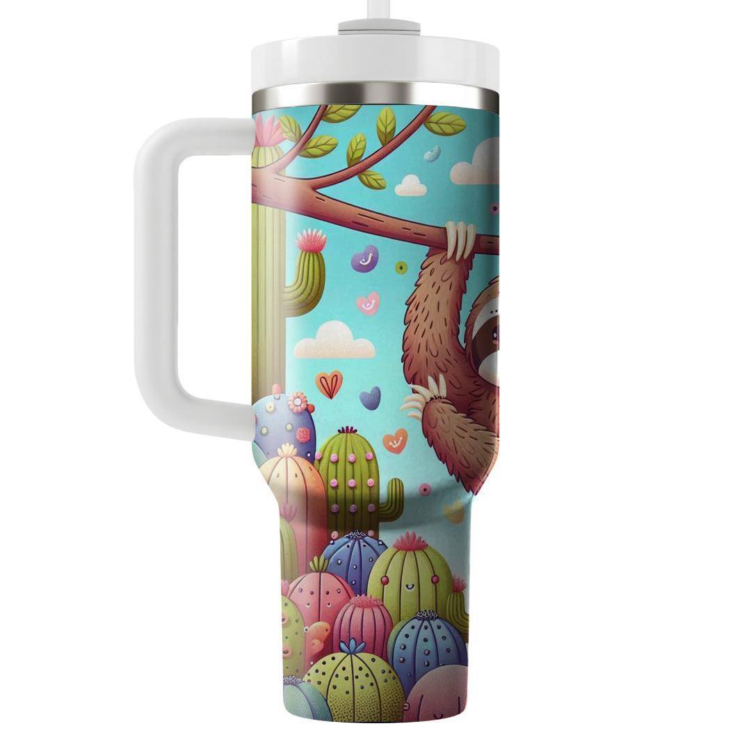 Charming Sloth & Cacti  Tumblers With Lids