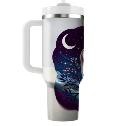 Dreamy Owl Gaze  Travel Tumblers