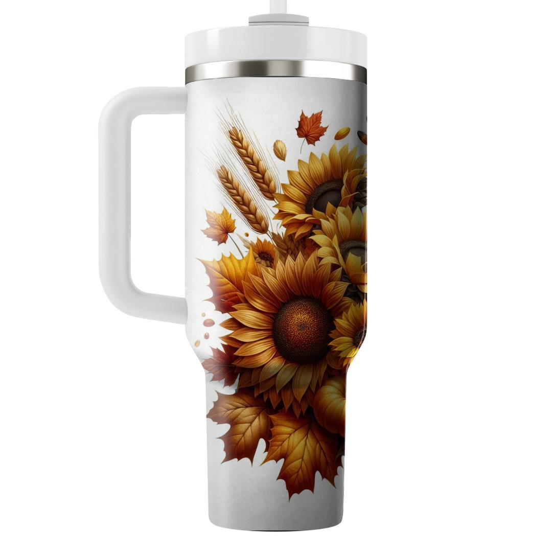 Rustic Sunflower Harvest Personalized Tumblers