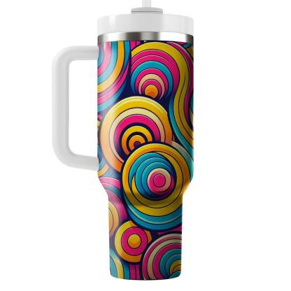 Electric Retro Circles  Travel Tumblers
