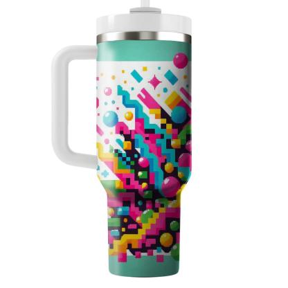 Funky Pixel Patterns  Personalized Tumblers