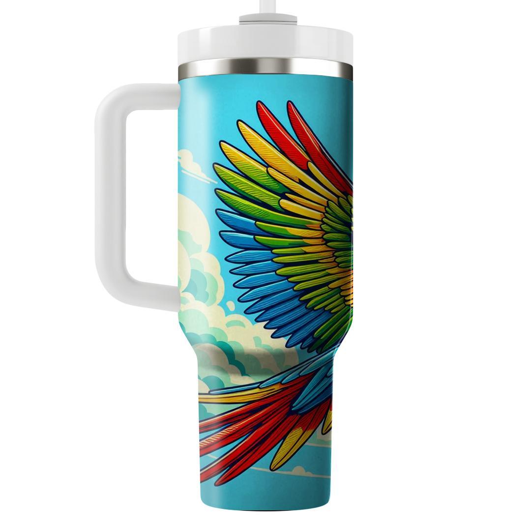 Macaw Parrot In Blue Sky  Personalized Tumblers