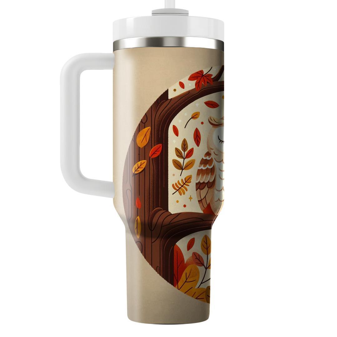 Charming Owl In Autumn  Tumblers With Lids