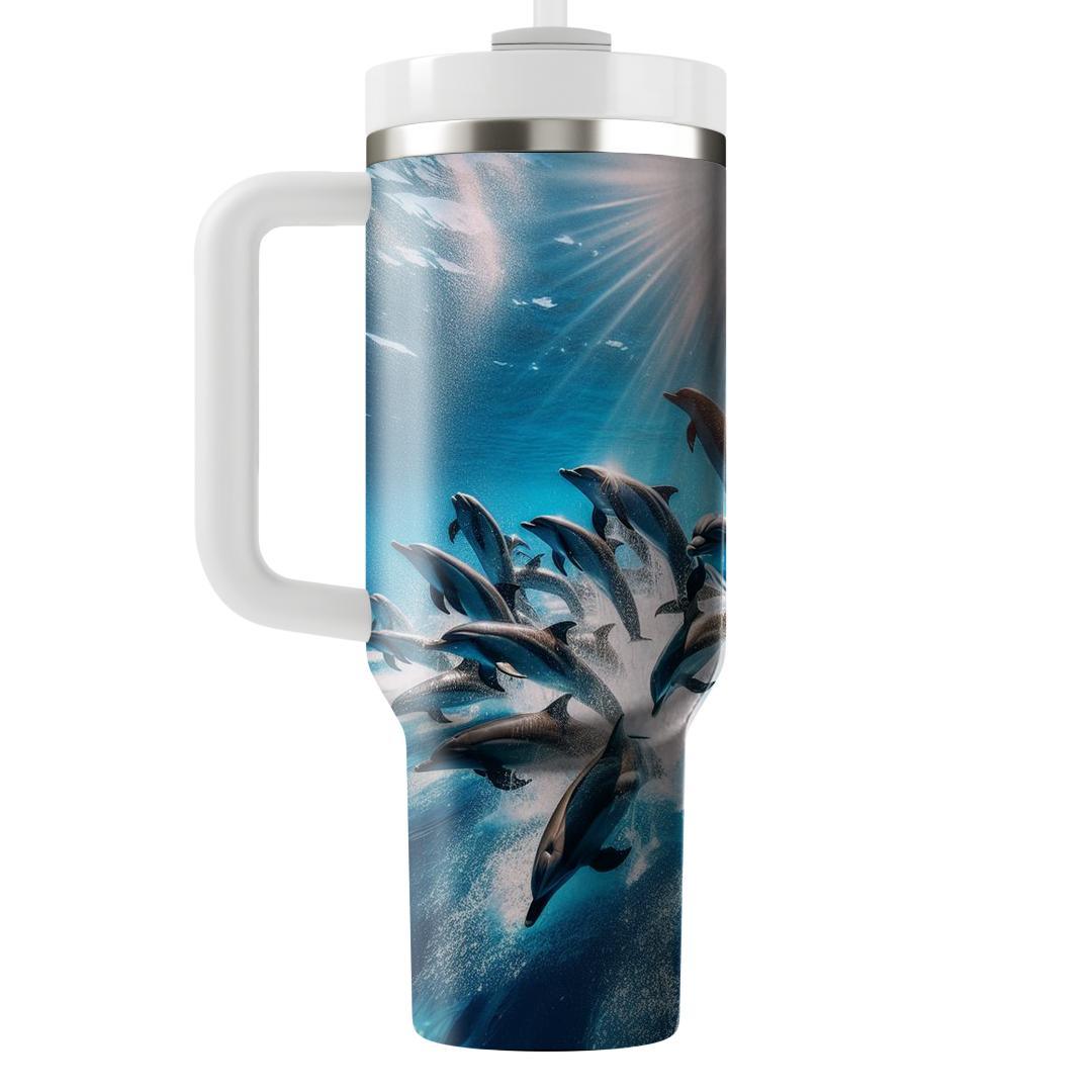 Sapphire Dolphin Dance  Travel Tumblers
