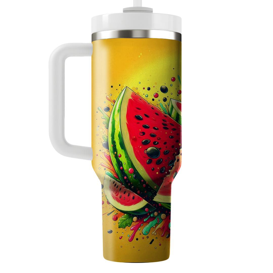 Summer Watermelon Delight Tumblers With Lids