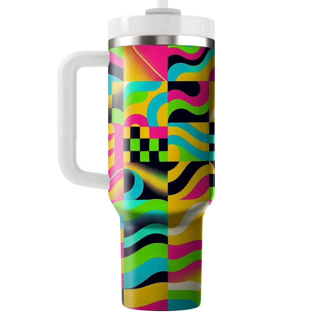Retro Wave Checkerboard  Travel Tumblers