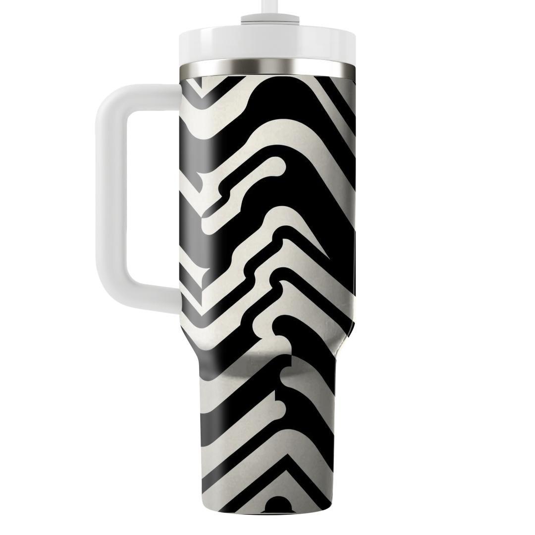Abstract Zigzag Cascade  Tumblers With Lids