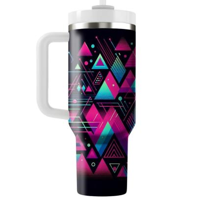 Retro Neon Triangles  Personalized Tumblers