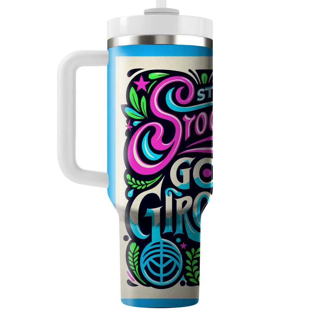 70s Funky Typographic  Travel Tumblers