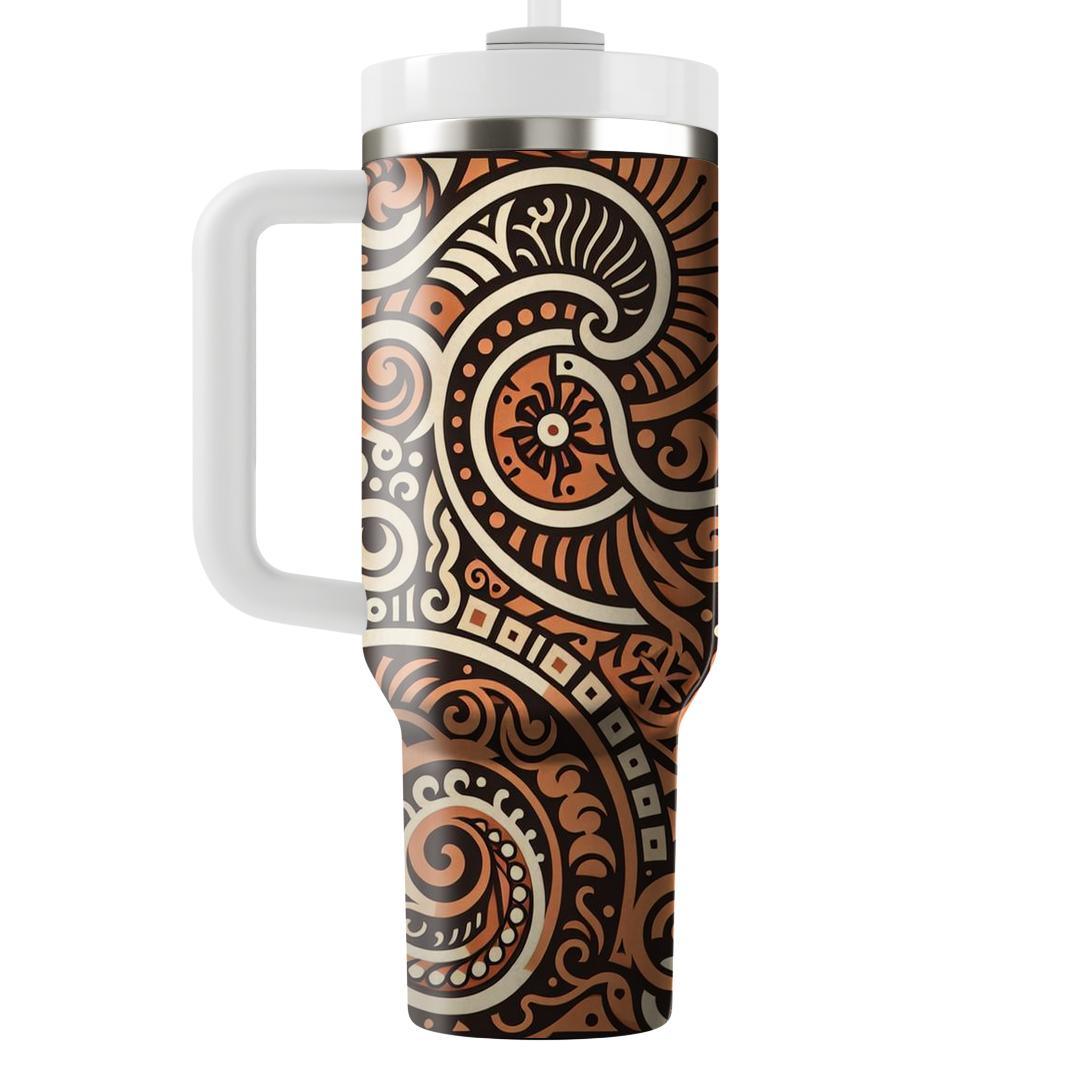 Intricate Spiral In Burnt Orange  Tumblers For Gifts