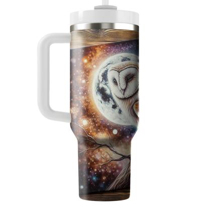 Whimsical Owl Moonlit  Tumblers With Lids