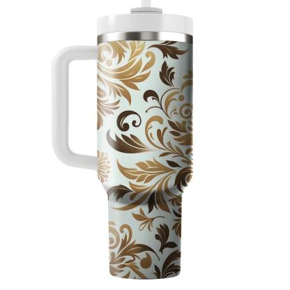 Elegant Gold Leaf Motif  Insulated Tumblers