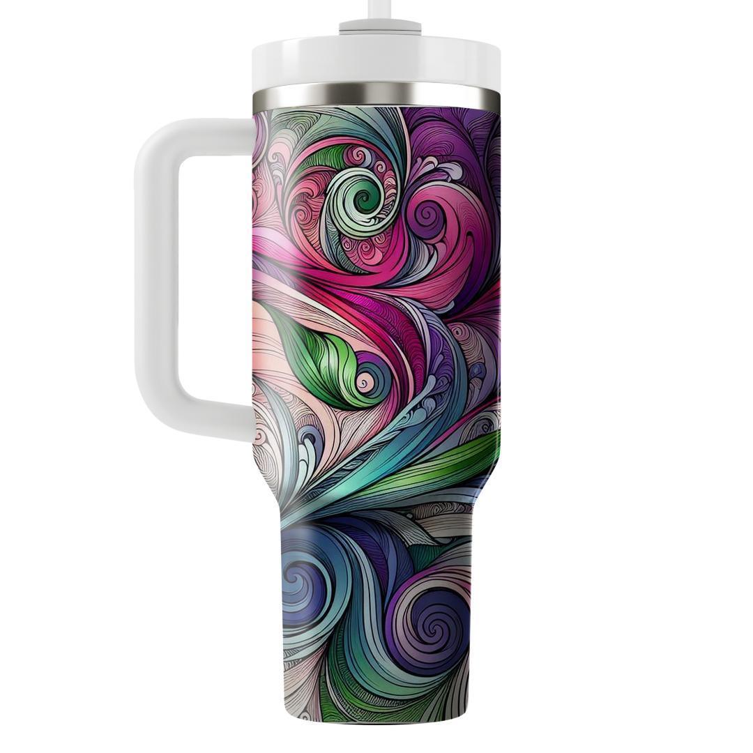 Artistic Floral Swirls  Travel Tumblers